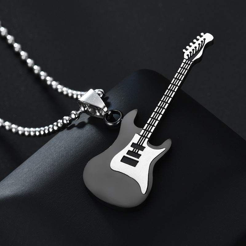 Wholesale Titanium Steel Guitar Pendant Clavicle Necklace